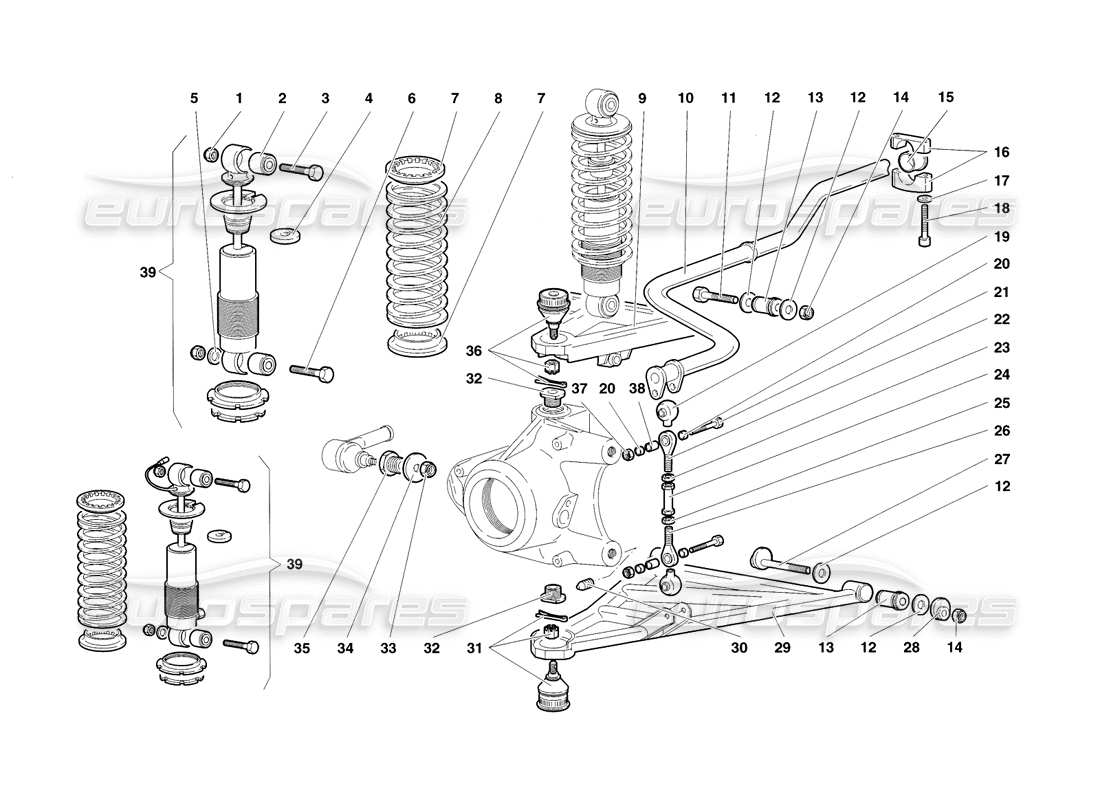 lamborghini diablo sv (1998) vordere aufhängung teilediagramm