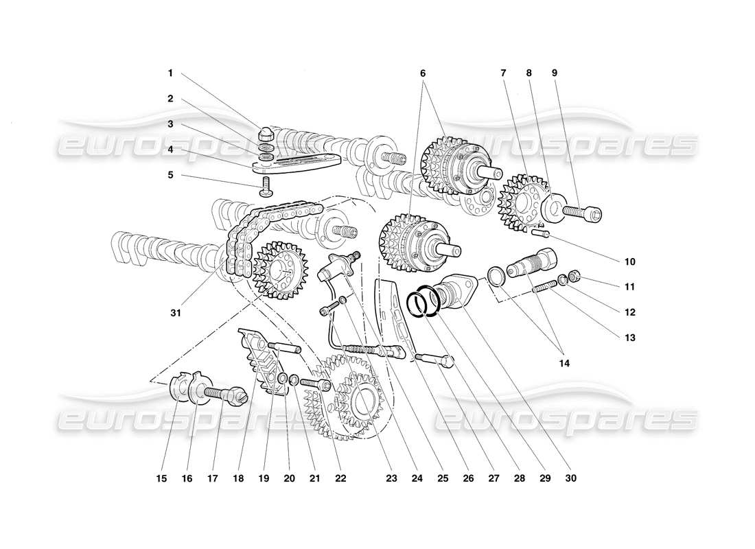 lamborghini diablo sv (1998) timing-system teilediagramm