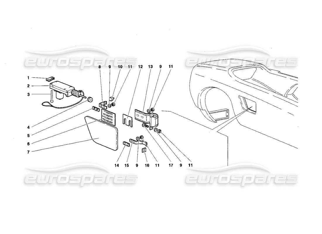 lamborghini diablo roadster (1998) tankdeckel teilediagramm