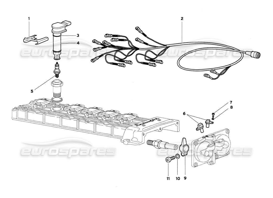 lamborghini diablo 6.0 (2001) teilediagramm für phasensensoren und elektrische komponenten