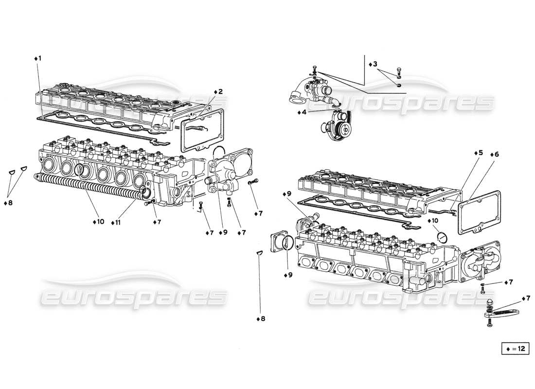 lamborghini diablo 6.0 (2001) teilediagramm für deckeldichtungssatz