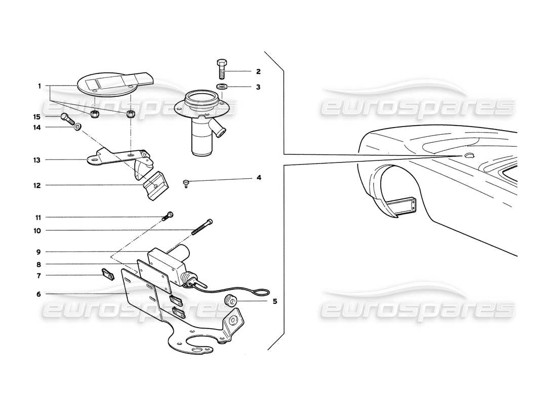 lamborghini diablo 6.0 (2001) tankdeckel-teilediagramm