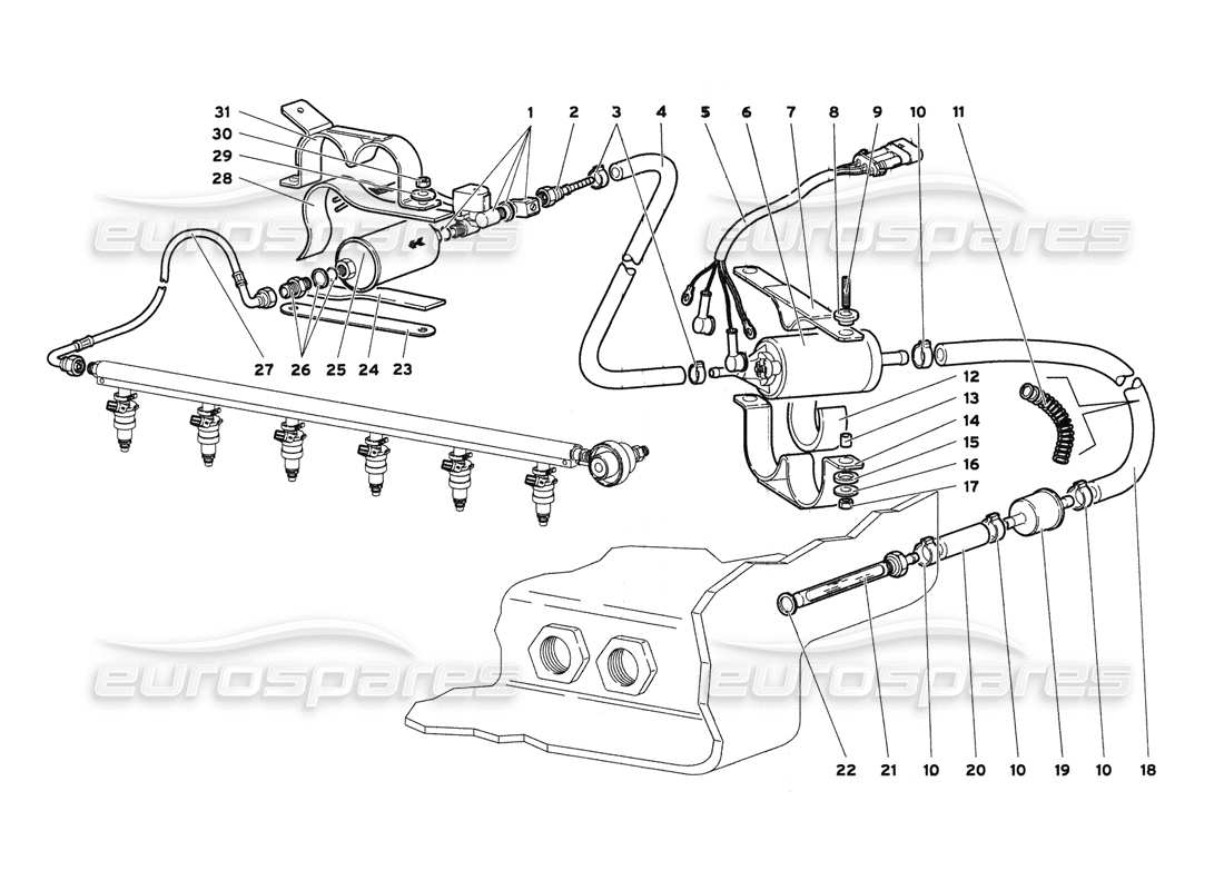 lamborghini diablo 6.0 (2001) kraftstoffsystem teilediagramm