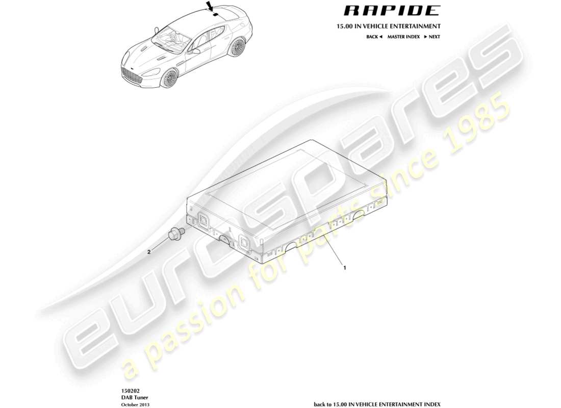 aston martin rapide (2011) dab-tuner-teilediagramm