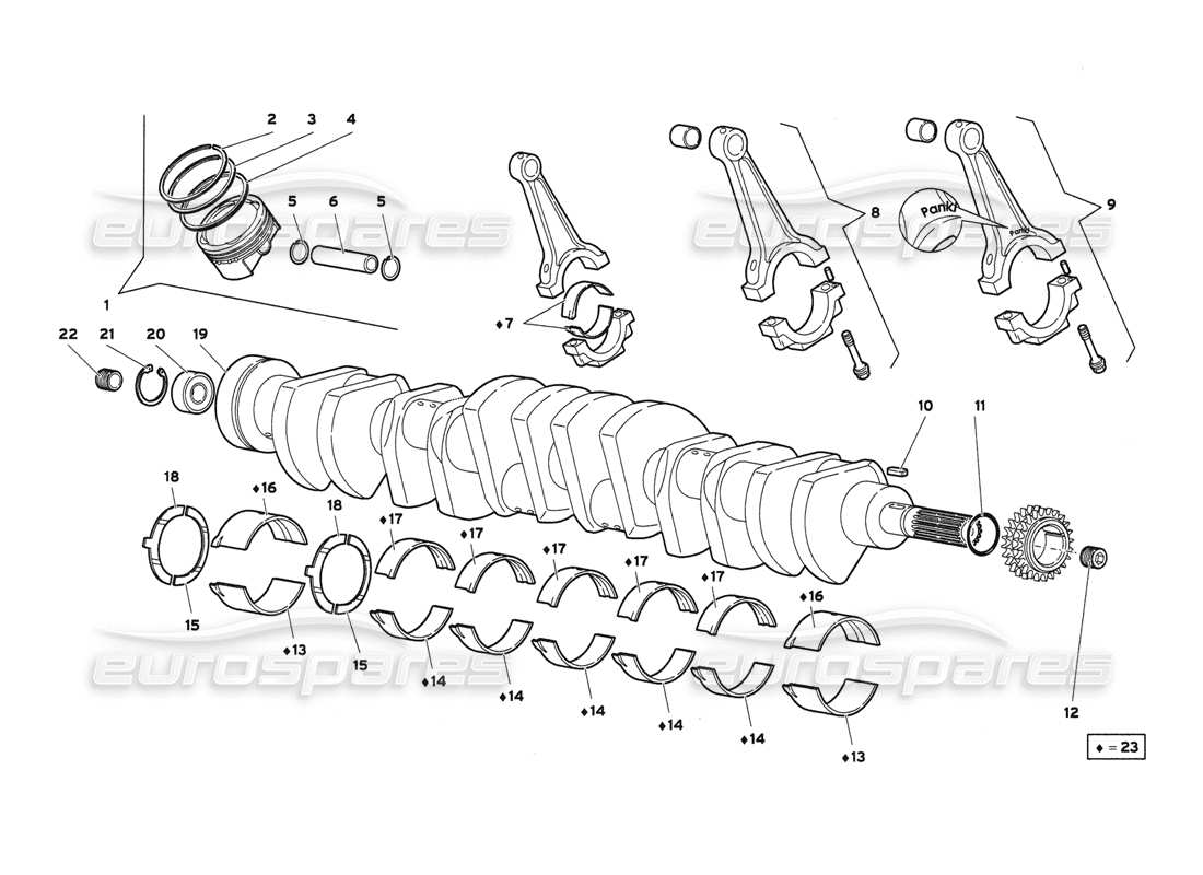 lamborghini diablo 6.0 (2001) kurbelgetriebe teilediagramm