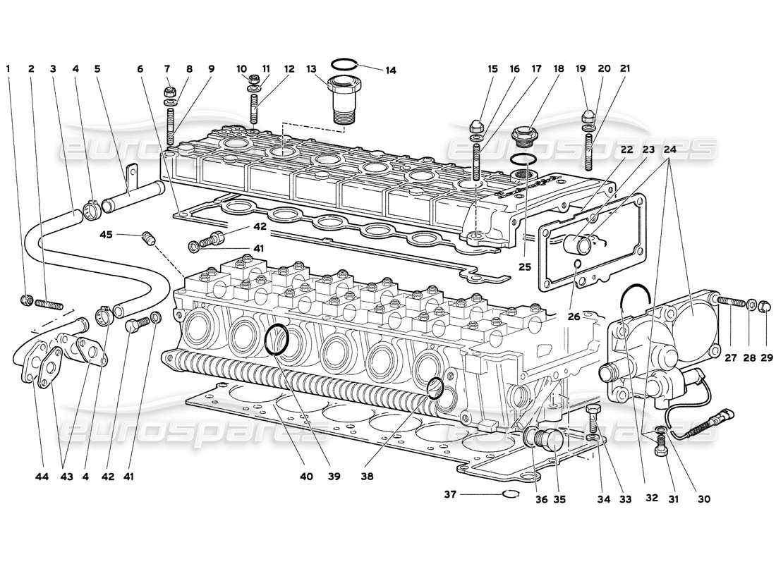 lamborghini diablo 6.0 (2001) zubehör für linken zylinderkopf teilediagramm