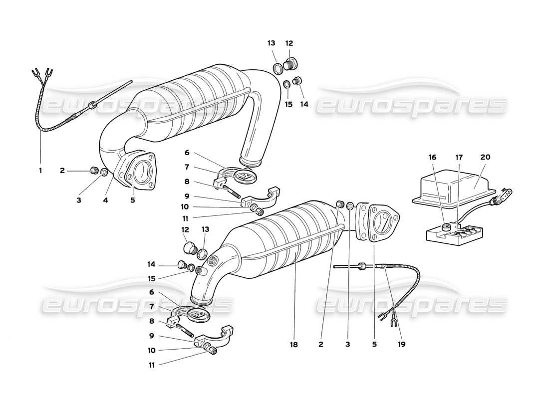 lamborghini diablo sv (1999) auspuffanlage teilediagramm