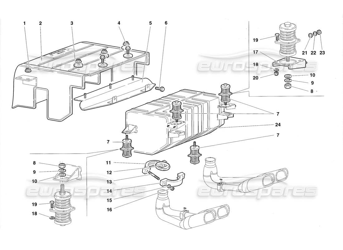 lamborghini diablo roadster (1998) auspuffanlage teilediagramm