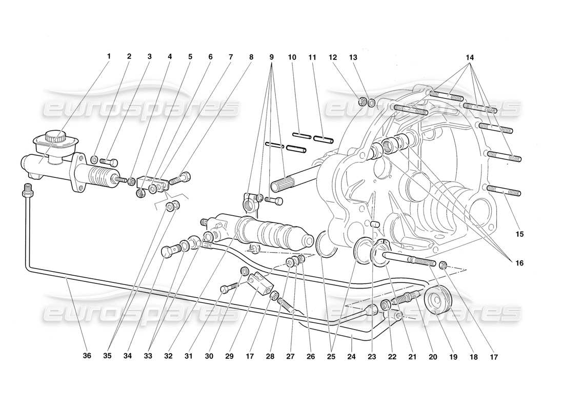 lamborghini diablo roadster (1998) kupplungshebel teilediagramm