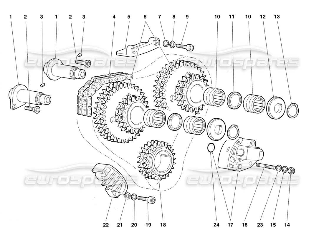 lamborghini diablo roadster (1998) timing-system teilediagramm