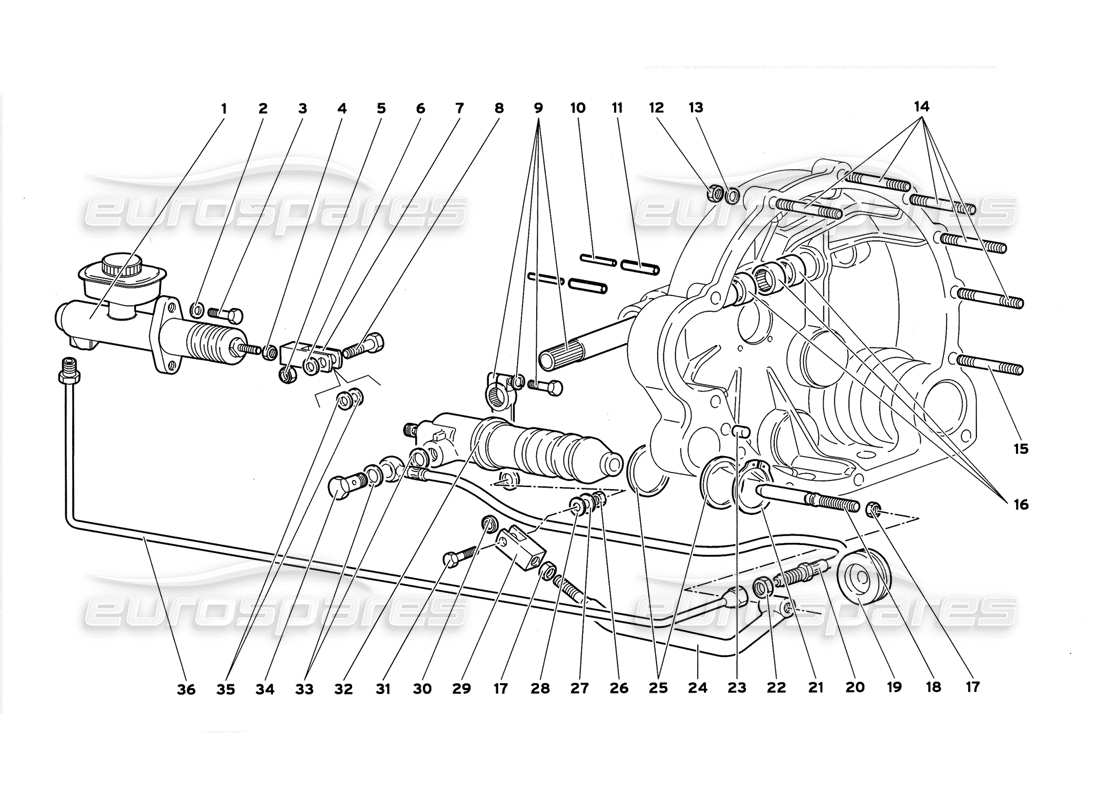 lamborghini diablo gt (1999) teilediagramm für kupplungshebel