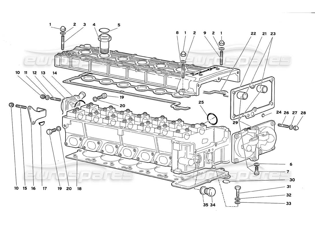 lamborghini diablo gt (1999) zubehör für rechten zylinderkopf teilediagramm