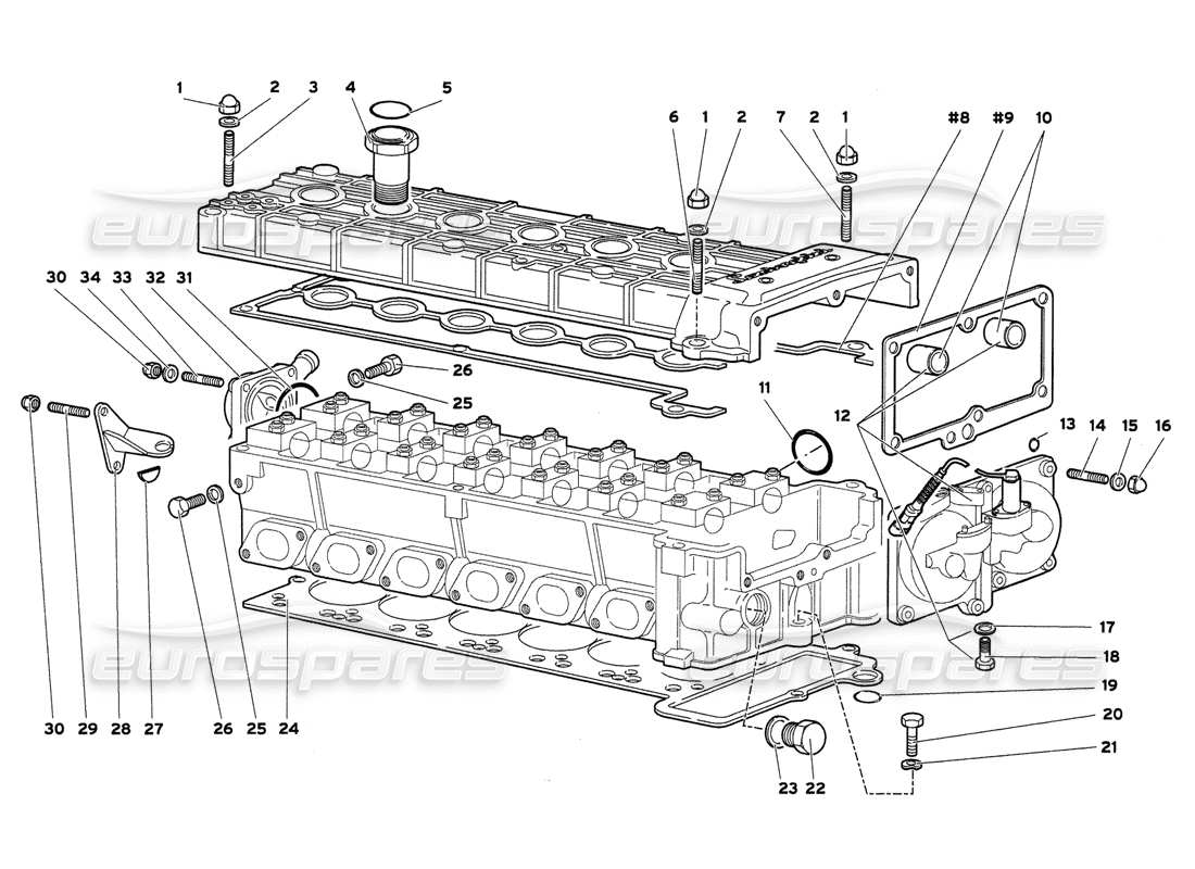 lamborghini diablo 6.0 (2001) zubehör für rechten zylinderkopf teilediagramm