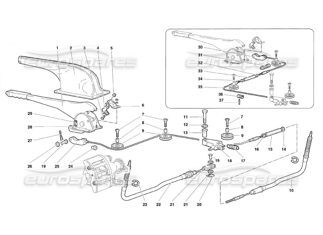 lamborghini diablo roadster (1998) handbremse ersatzteildiagramm