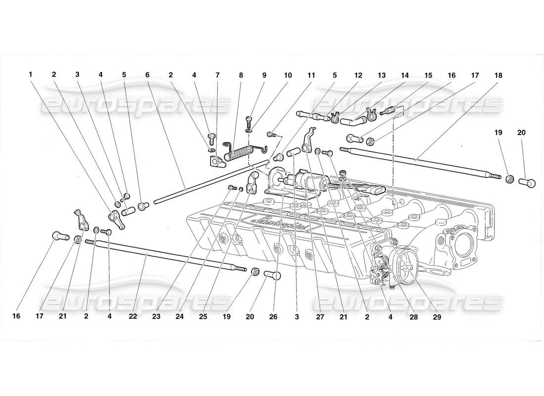 lamborghini diablo roadster (1998) teilediagramm für gaszüge