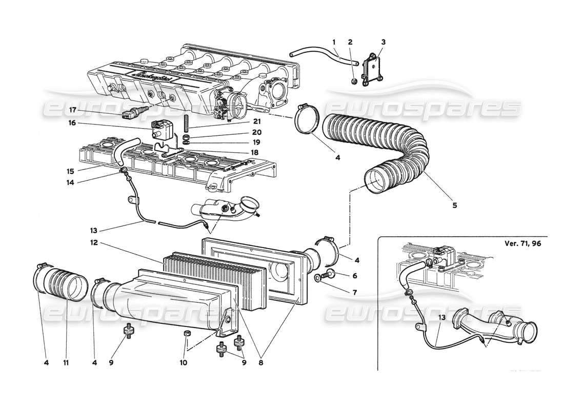 lamborghini diablo 6.0 (2001) teilediagramm für luftfilter