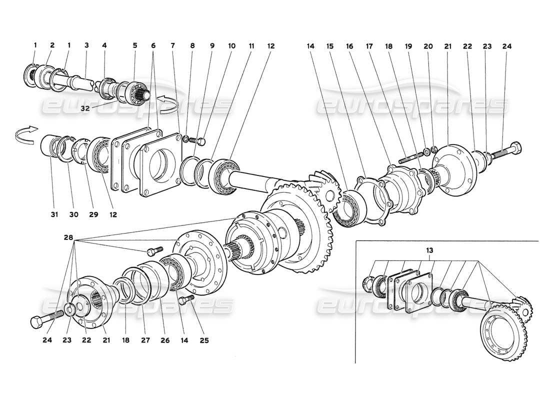 lamborghini diablo 6.0 (2001) teilediagramm des hinteren differentials