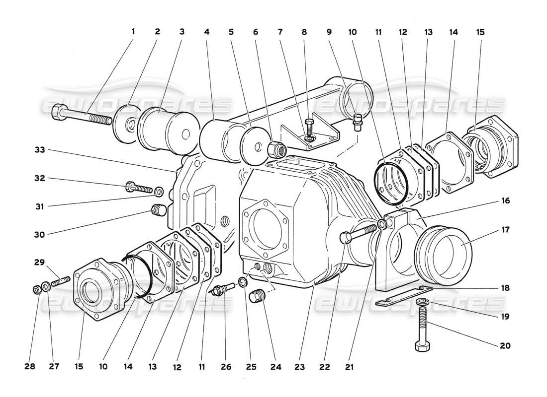 lamborghini diablo 6.0 (2001) teilediagramm des vorderen differentialgehäuses