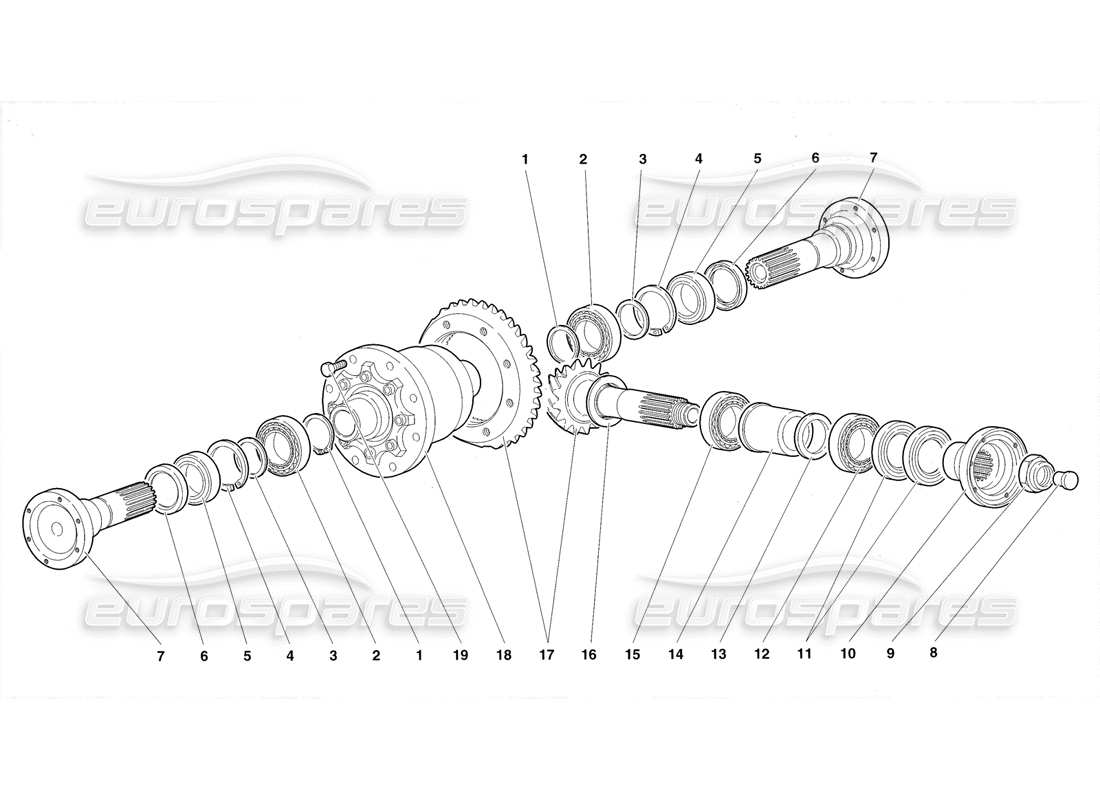 lamborghini diablo roadster (1998) vorderes differential (version 4x) teilediagramm