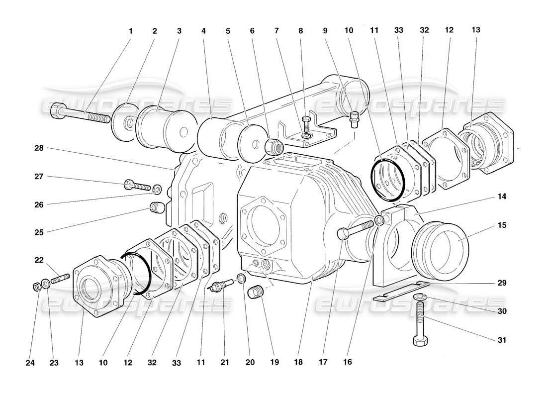 lamborghini diablo roadster (1998) teilediagramm für vorderes differentialgehäuse (version 4x)