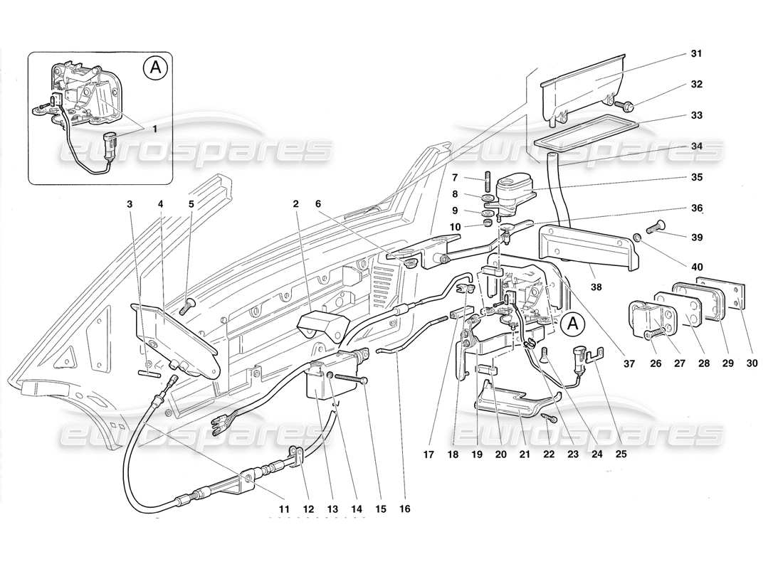 eine teilezeichnung aus dem lamborghini diablo roadster (1998) teilekatalog