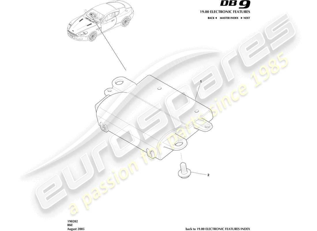 ein teilediagramm aus dem teilekatalog aston martin db9 (2008)