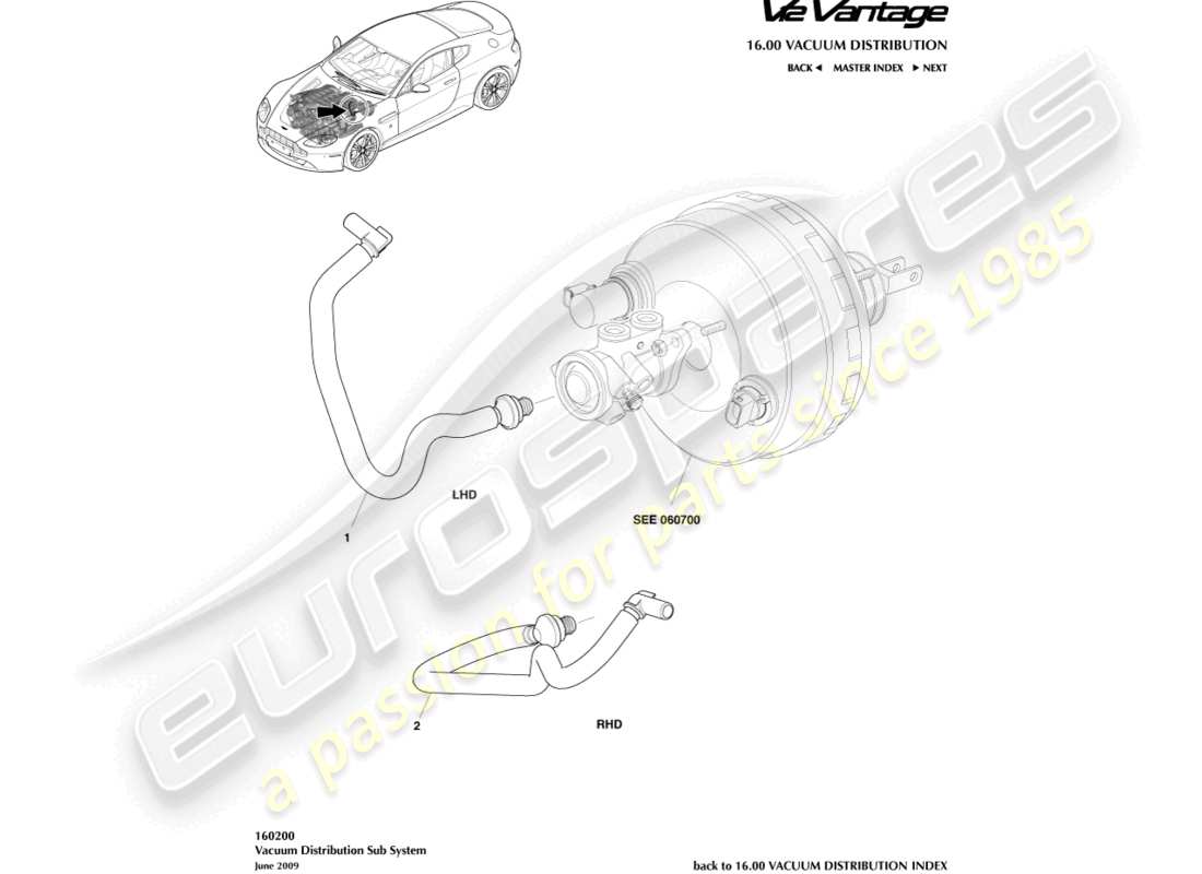 aston martin v12 vantage (2012) teilediagramm für vakuumrohre
