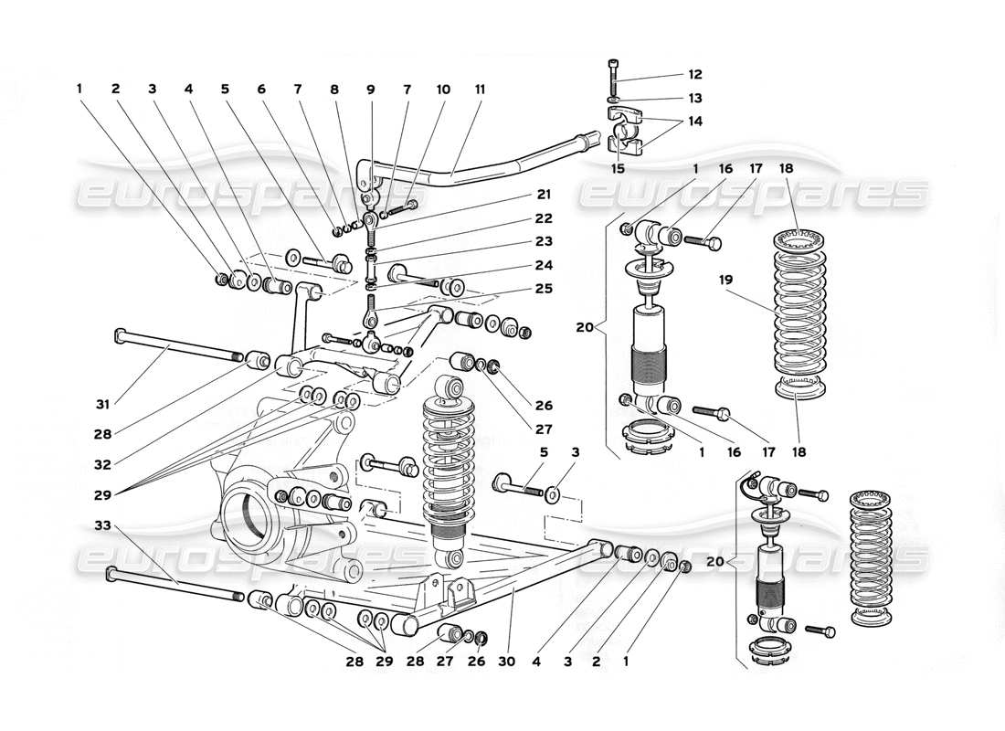 lamborghini diablo sv (1999) hinterradaufhängung teilediagramm