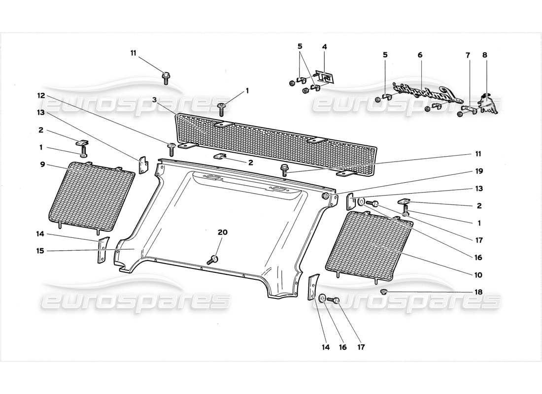 lamborghini diablo gt (1999) teilediagramm für hintere karosserieelemente