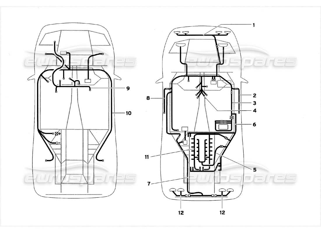 lamborghini diablo gt (1999) teilediagramm des elektrischen systems