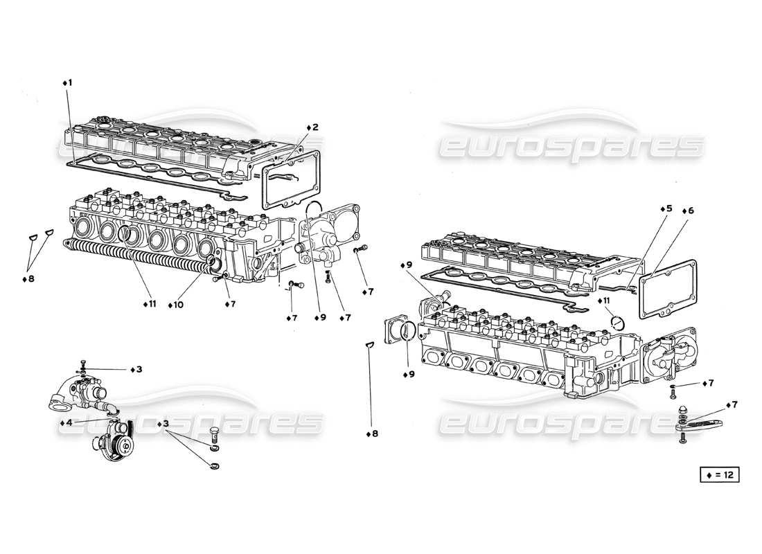 lamborghini diablo gt (1999) teilediagramm für deckeldichtungssatz