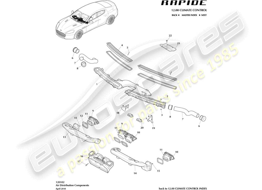 eine teilezeichnung aus dem aston martin rapide (2011) teilekatalog