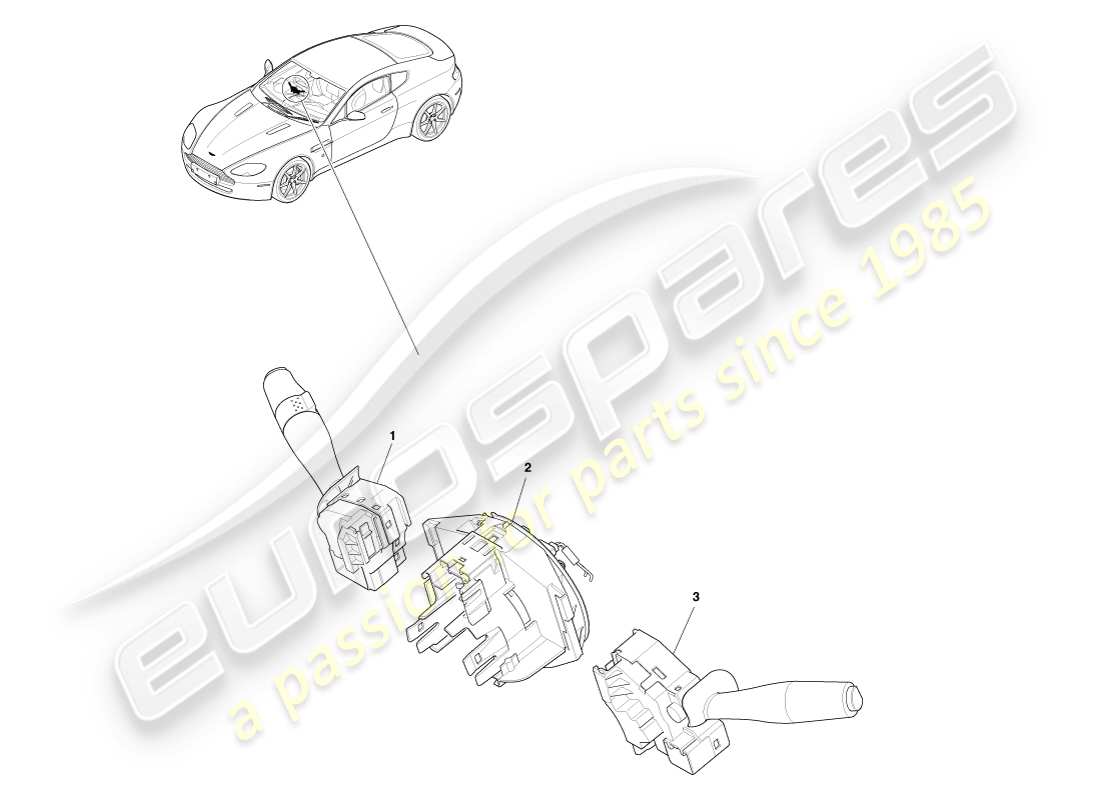 aston martin v8 vantage (2007) lenkstockschalter ersatzteildiagramm
