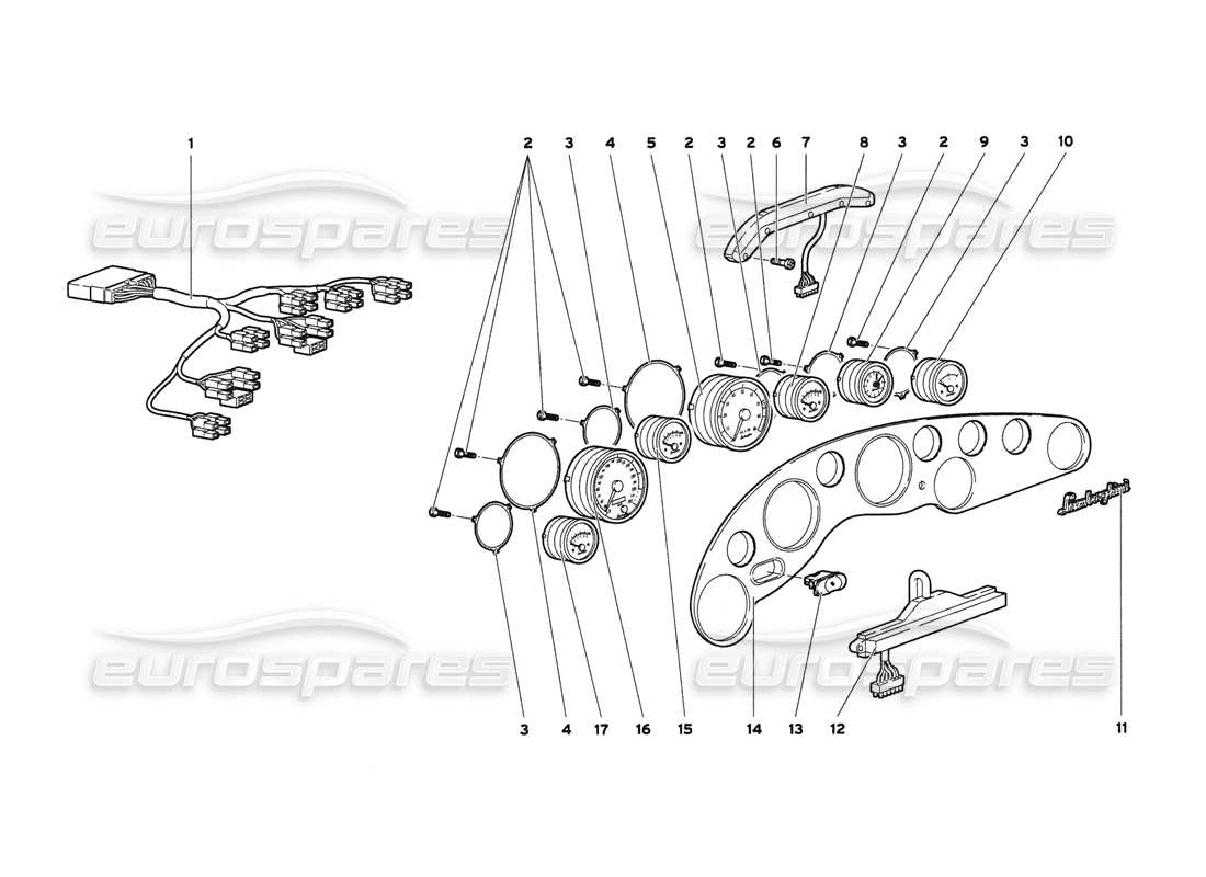 lamborghini diablo 6.0 (2001) teilediagramm für armaturenbrettinstrumente