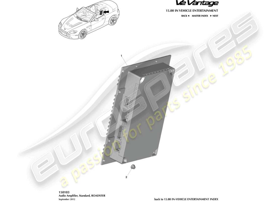 aston martin v12 vantage (2010) verstärker, roadster-ersatzteildiagramm