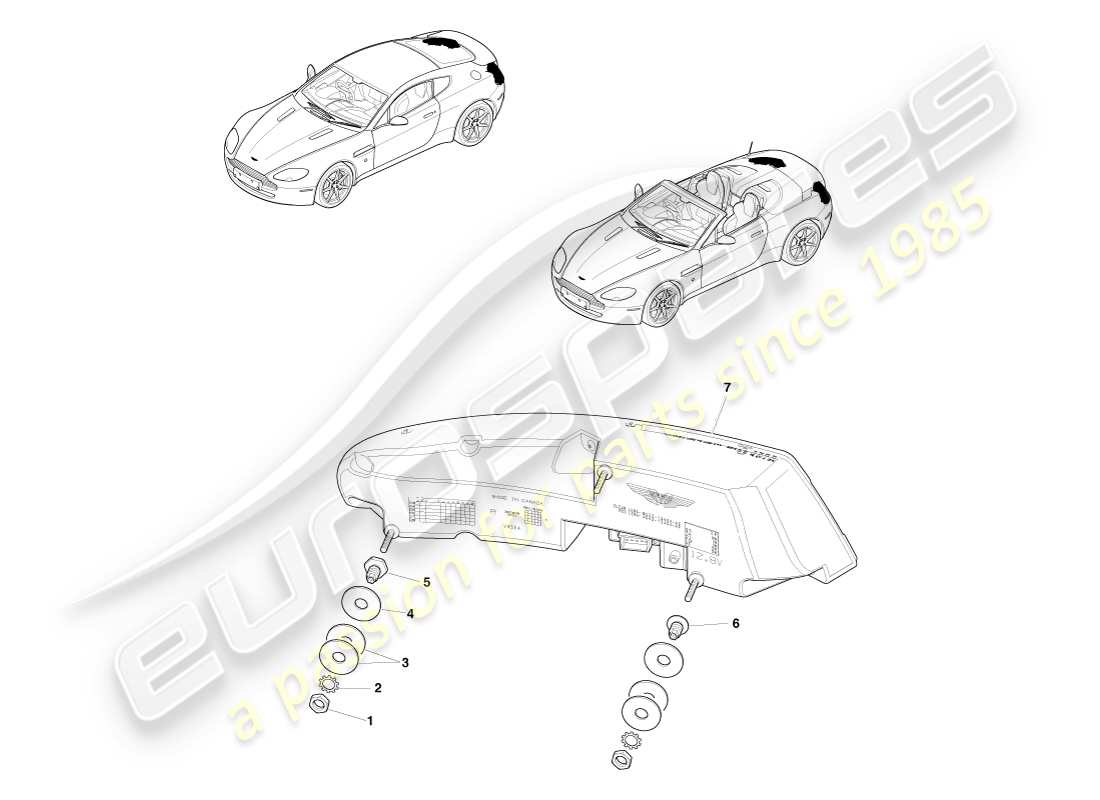 aston martin v8 vantage (2005) teilediagramm für rückleuchten