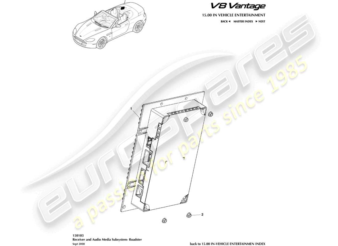 aston martin vantage gt8 (2017) verstärker, roadster-ersatzteildiagramm