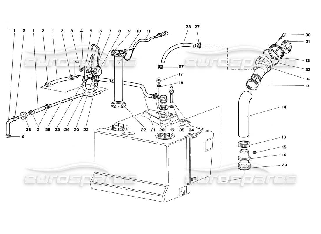 lamborghini diablo gt (1999) kraftstoffsystem teilediagramm