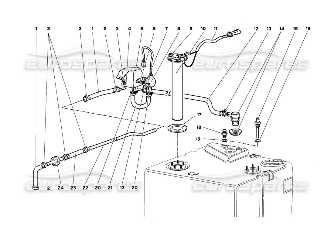 lamborghini diablo 6.0 (2001) kraftstoffsystem teilediagramm