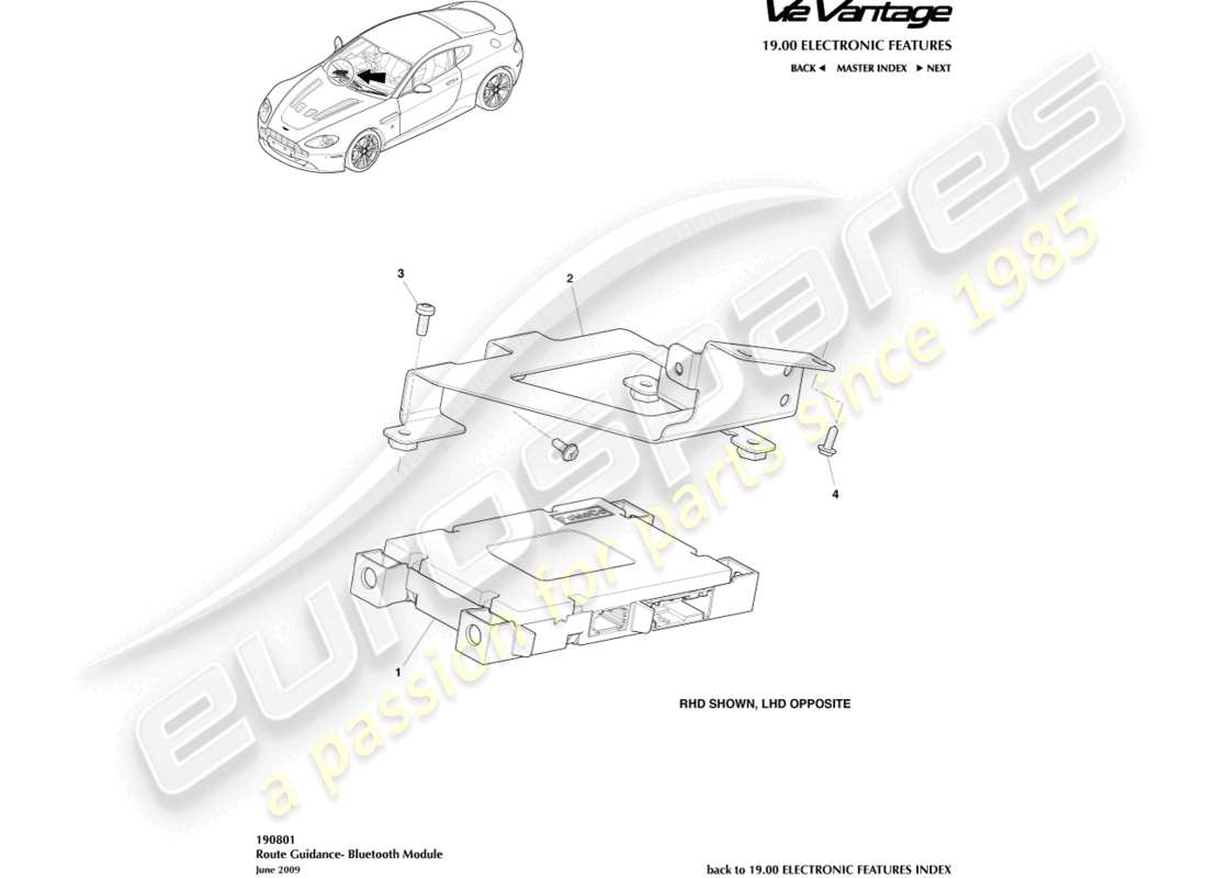 eine teilezeichnung aus dem aston martin v12 vantage (2012) teilekatalog