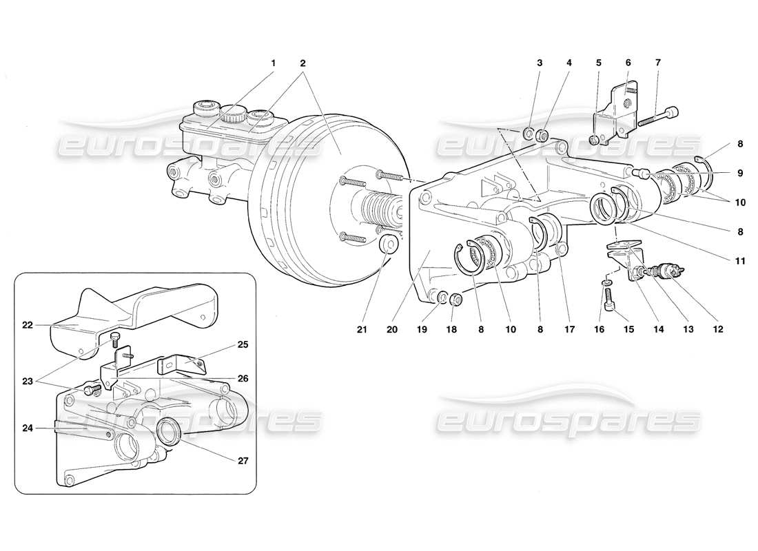 lamborghini diablo sv (1998) teilediagramm zur pedalbefestigung