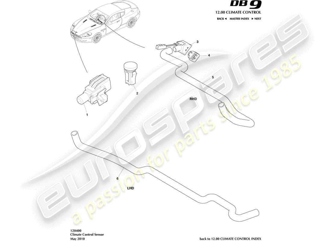 aston martin db9 (2007) sensoren teilediagramm