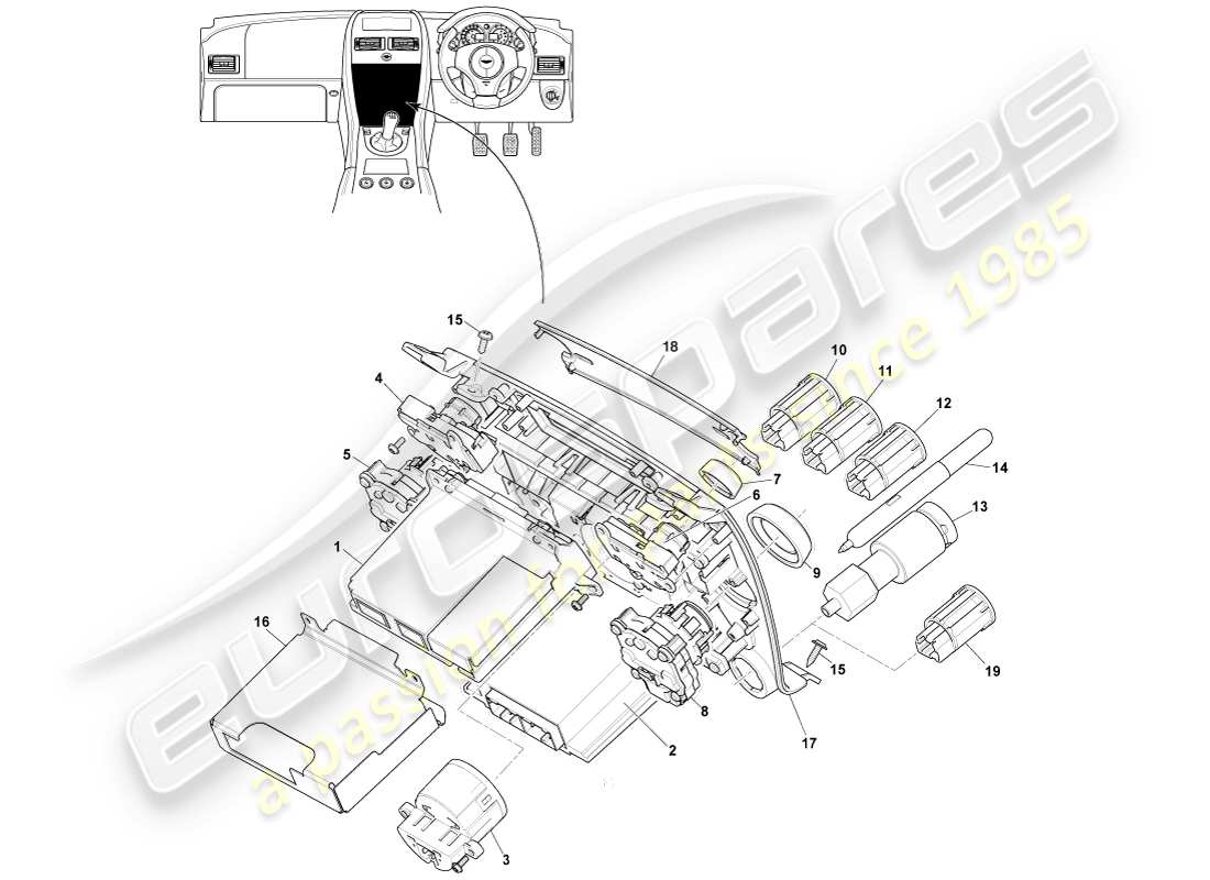 aston martin v8 vantage (2005) mediensteuerung, 09my teilediagramm