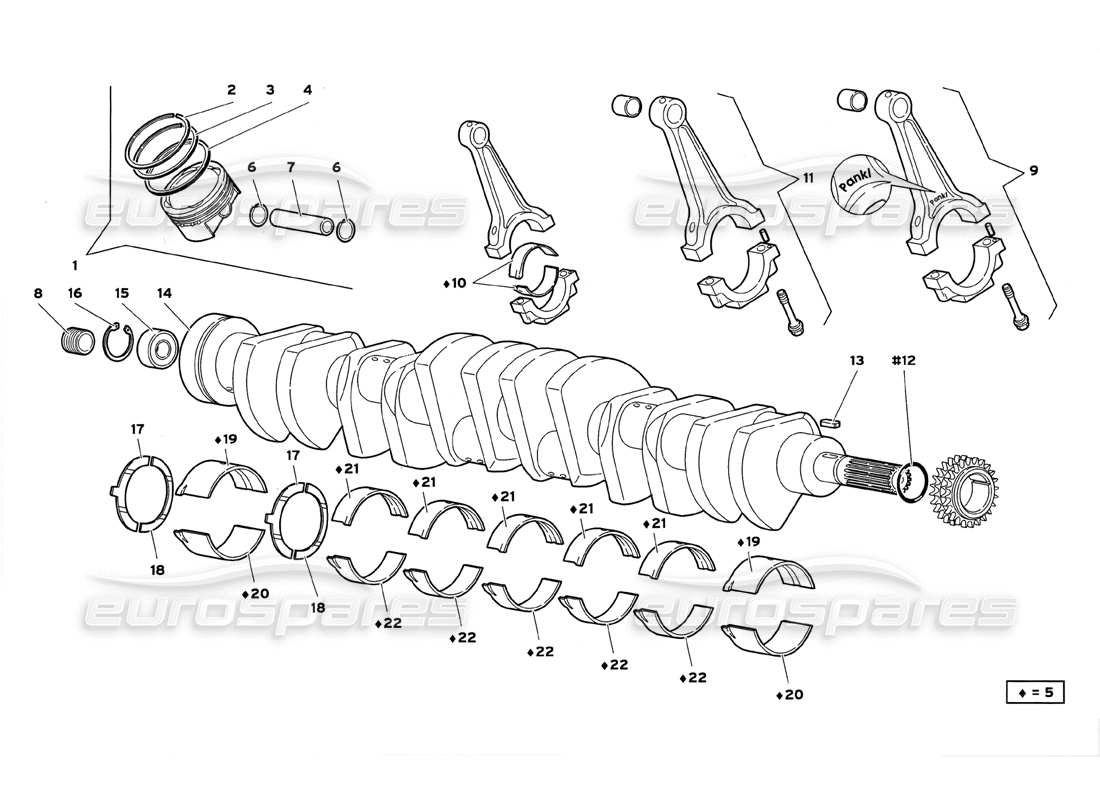 lamborghini diablo gt (1999) kurbelgetriebe teilediagramm