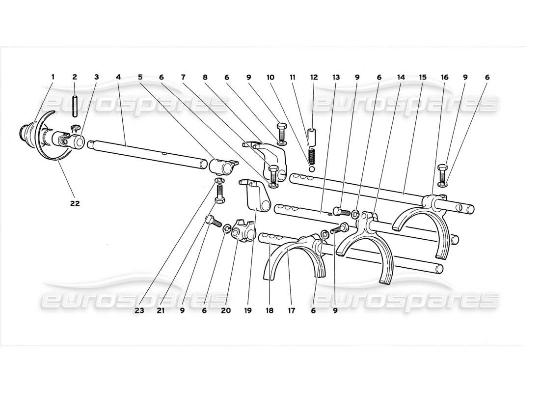 lamborghini diablo gt (1999) teilediagramm für getriebeschaltstangen