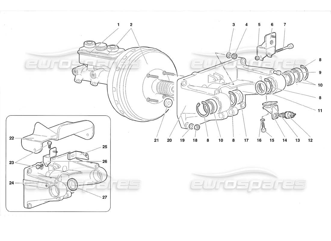 lamborghini diablo roadster (1998) teilediagramm zur pedalbefestigung