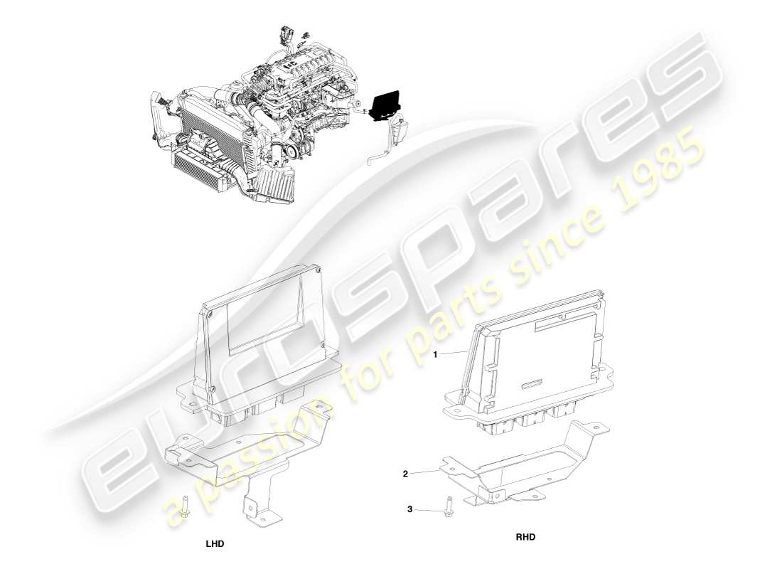 aston martin v8 vantage (2007) teilediagramm der elektronischen motorsteuerung