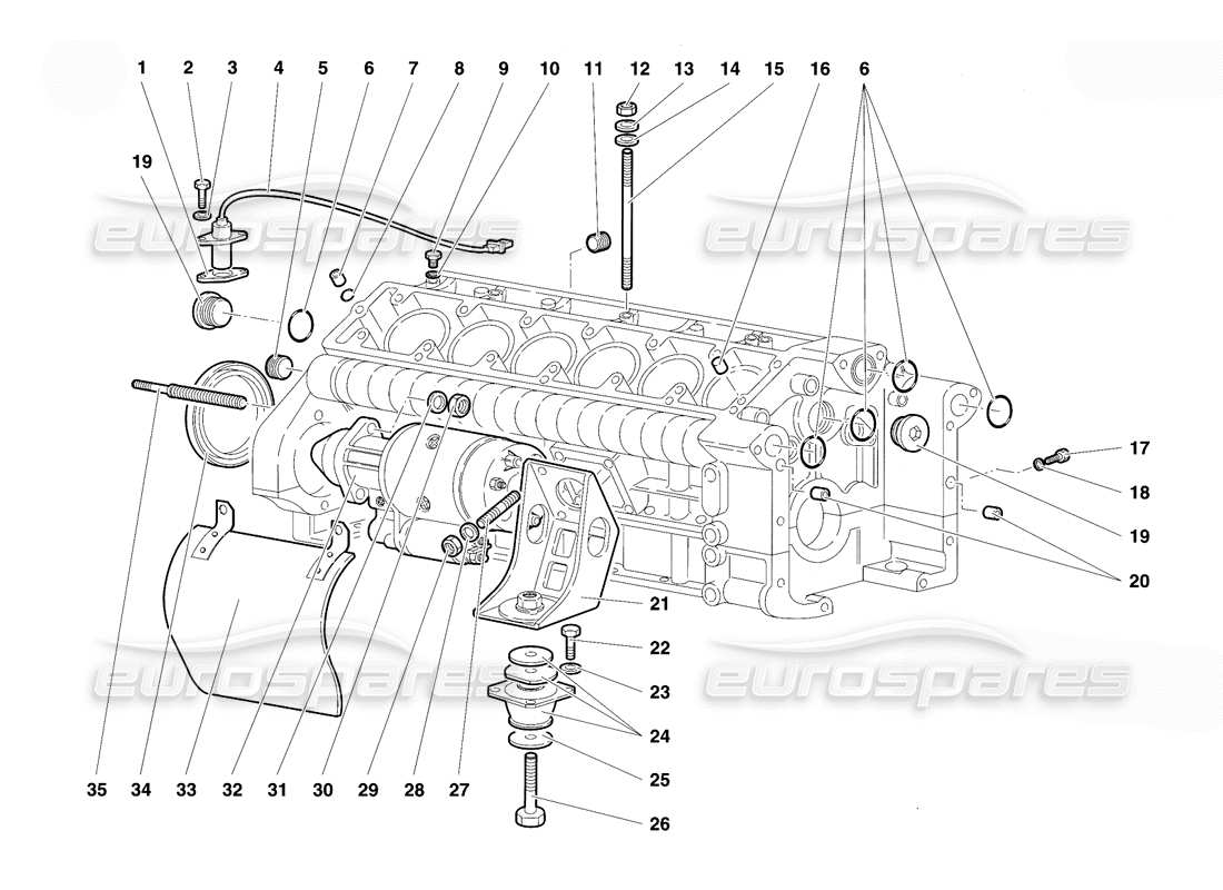 lamborghini diablo se30 (1995) kurbelgehäuse teilediagramm