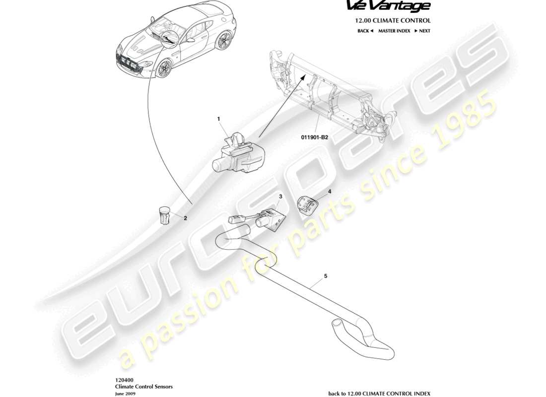 aston martin v12 vantage (2011) sensoren teilediagramm