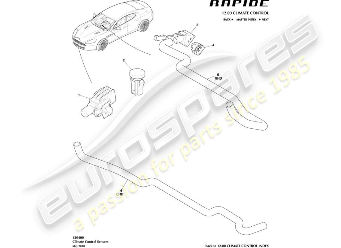 aston martin rapide (2011) sensoren teilediagramm